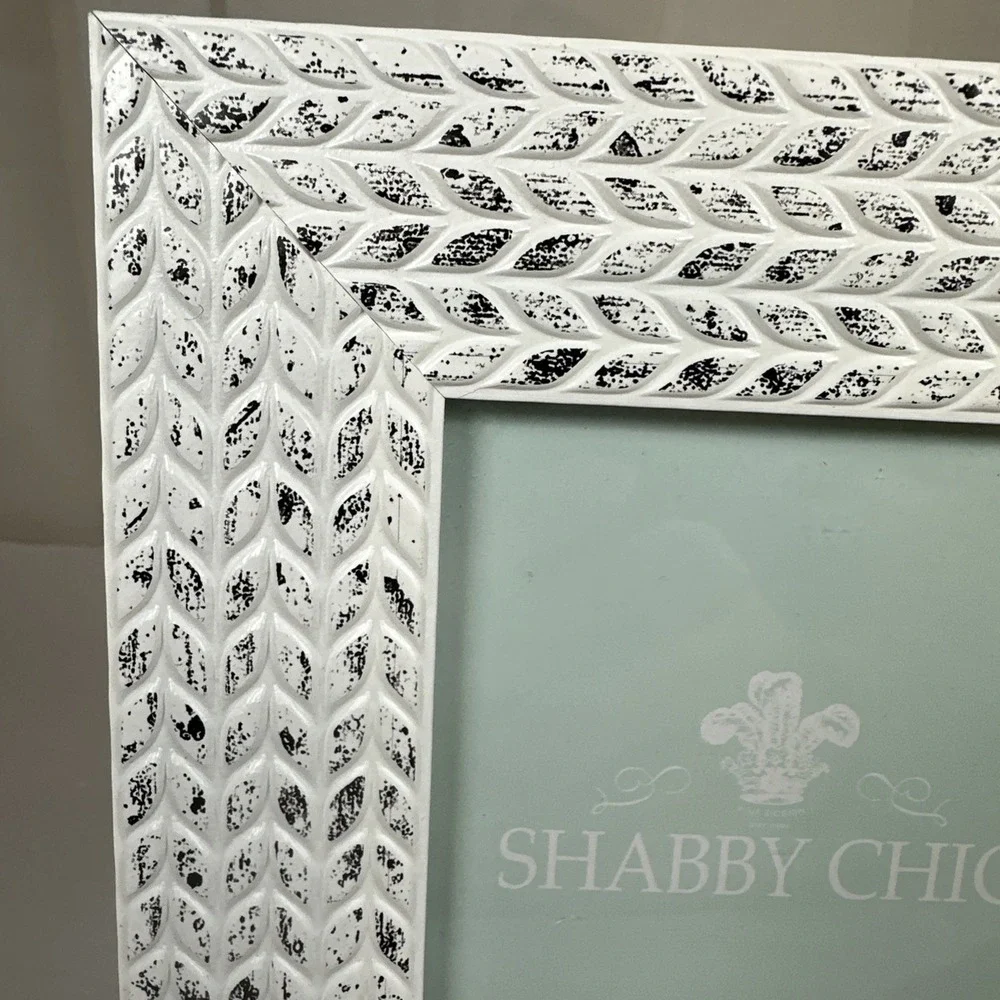 White Black Wheat Picture Frame 4x6 Photo 8.5x6.5 Frame Easel/Hang Shabby Chic